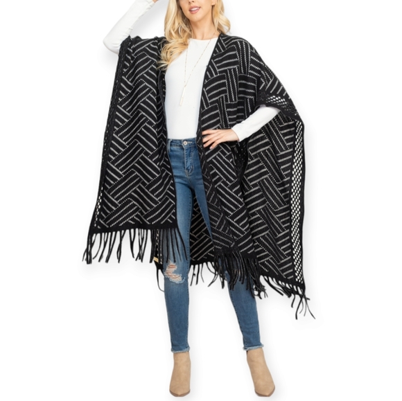 Ruana Wrap With Fringe - Picture 3 of 11